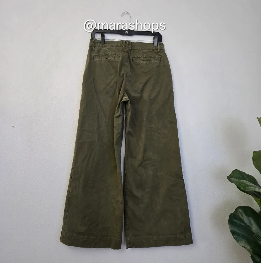 FRAME Wide Leg Tomboy Trouser Olive Green - Image 7