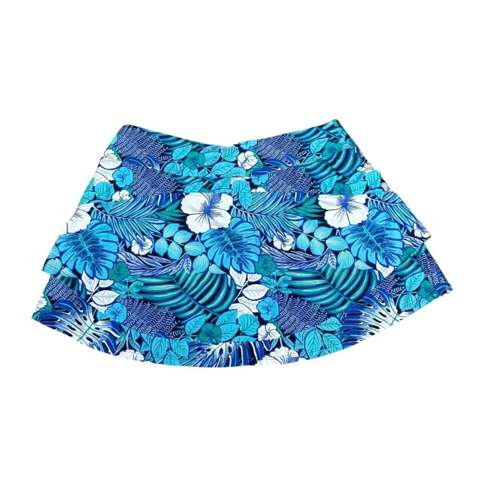 Coolibar Baycrest Swim Skirt Size Small Floral Blue UPF 50 Cruise Vacation Pool - Image 2