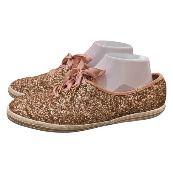 Kate Spade x Keds Rose Gold Bridal Sparkle Embellished Sneakers Women's 8 - Image 2