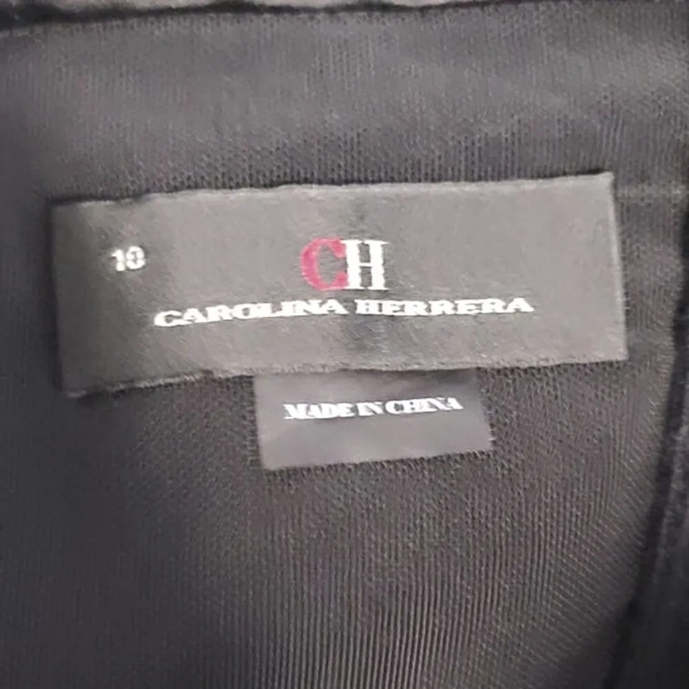 Carolina Herrera Rooster Feather Top Strapless Silk Blend Sheath Dress Black 10 - Image 3