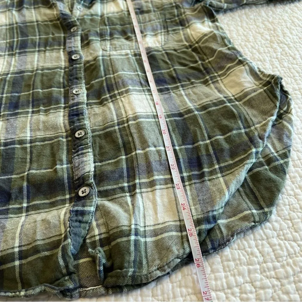 ✨ Aerie Women’s Green Plaid Button Down Shirt XS - Image 9