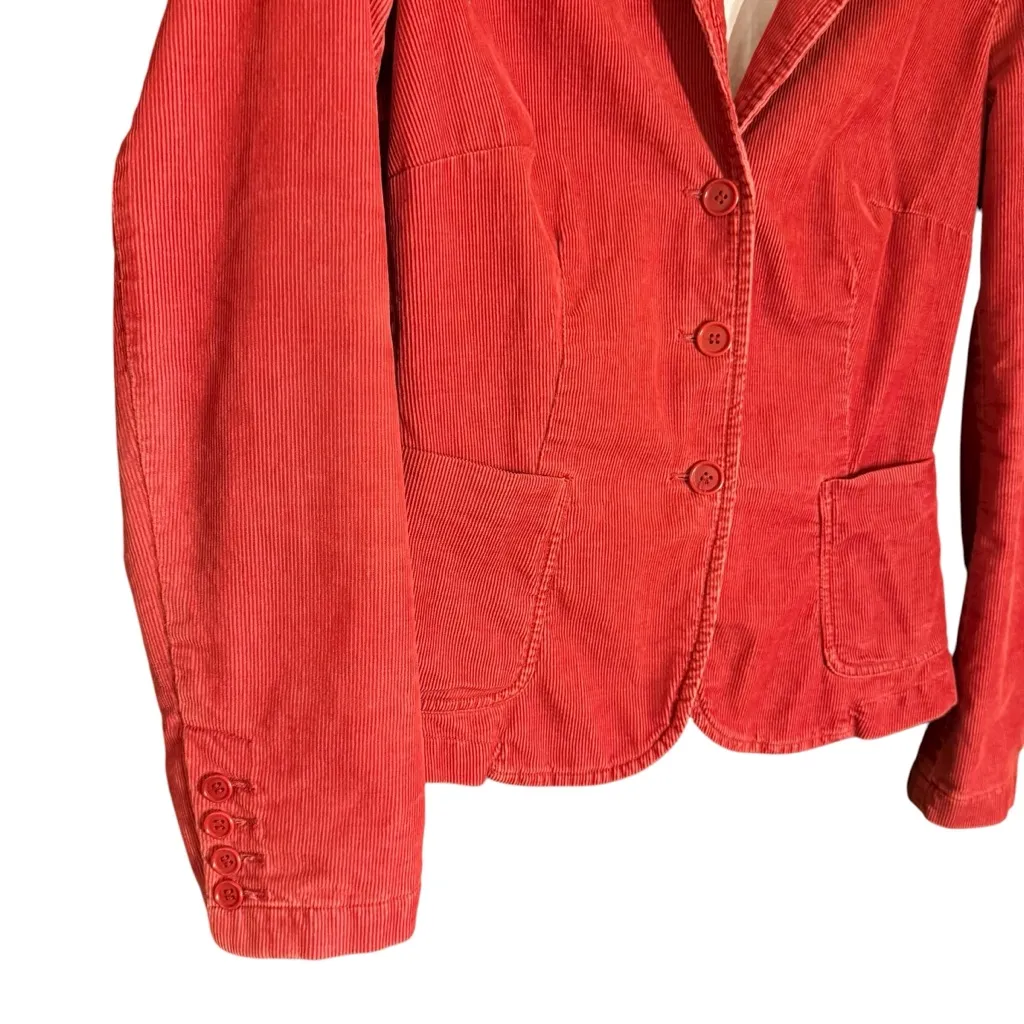 J. Crew Women's Burnt Orange 100% Cotton Corduroy Blazer Size Small - Image 2