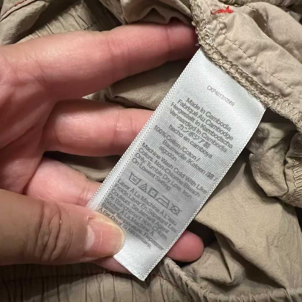 MADEWELL Crinkle Cotton Dolphin-Hem Shorts in Dark Oats Sz L - Image 8