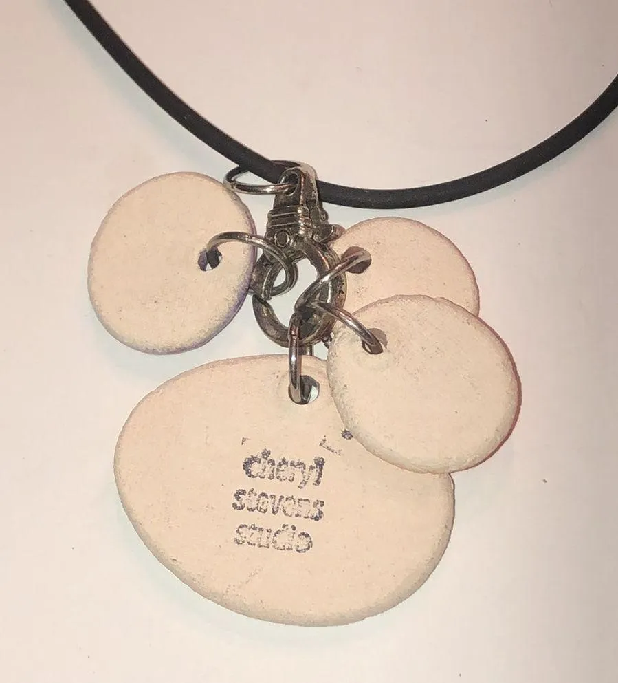 Cheryl Stevens Studio Handmade Clay Live In The Moment Boho Charm Necklace Black - Image 5