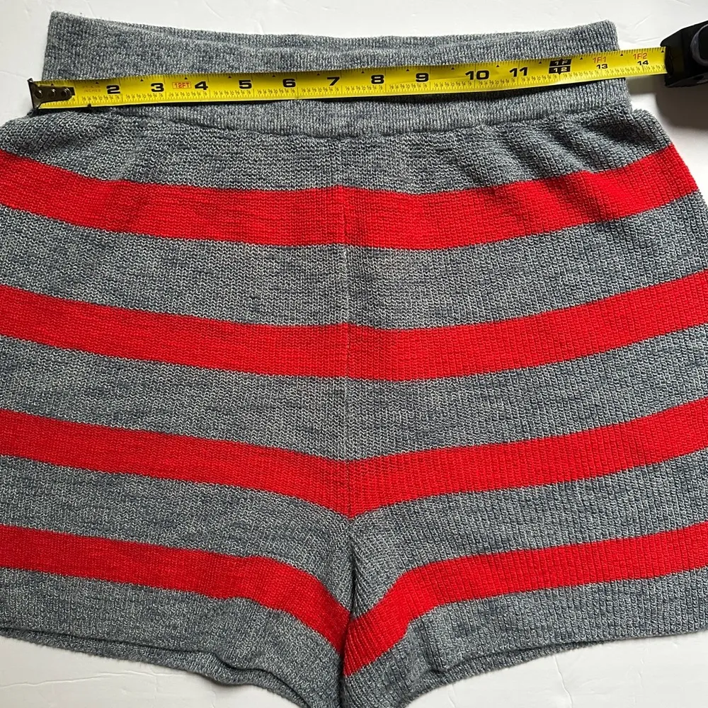FP Beach Knit Shorts Women’s | Sz Small | Striped | Gray and Red - Image 6