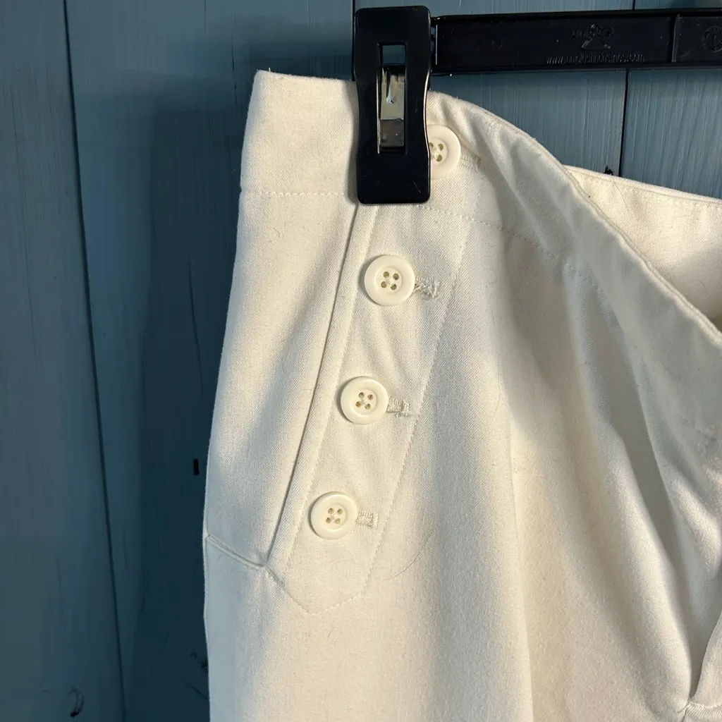 GAP Elegant Winter White Sailor Button Wide Leg Pants | Size 14 - Image 2