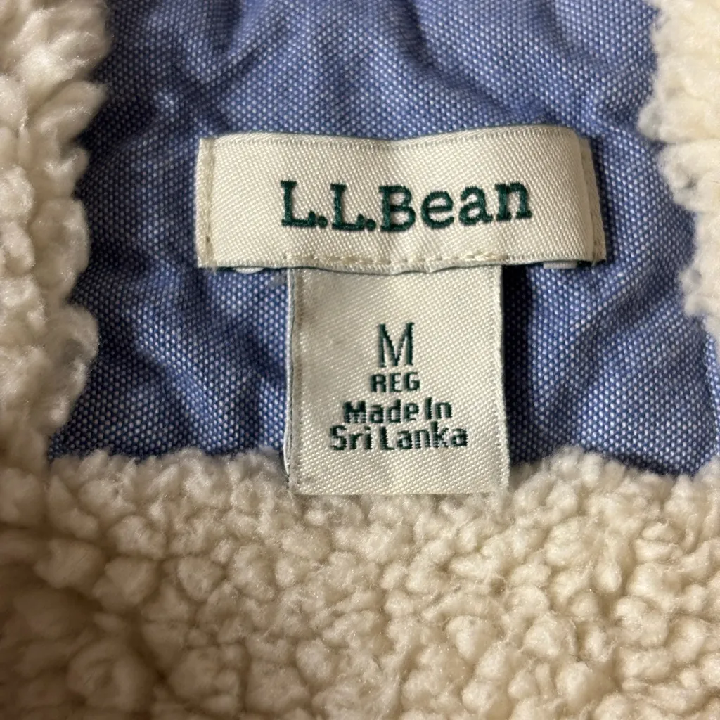 L.L. Bean Woman's Button Up Sherpa Lined Corduroy Jacket Chore Blue Medium Barn - Image 12