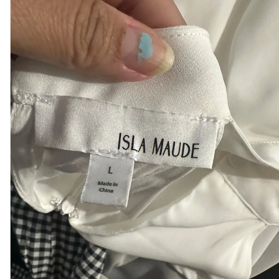 Isla Maude White Ruffled Tiered Blouse Size L - Image 6