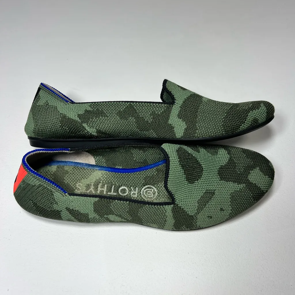 Rothy's Olive Camo Loafers Flats Camouflage Print Army Slip-Ons Round Toe Size 7 - Image 10