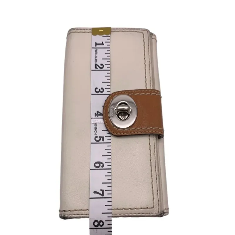 y2k COACH White Brown Turnlock Wallet - Image 11