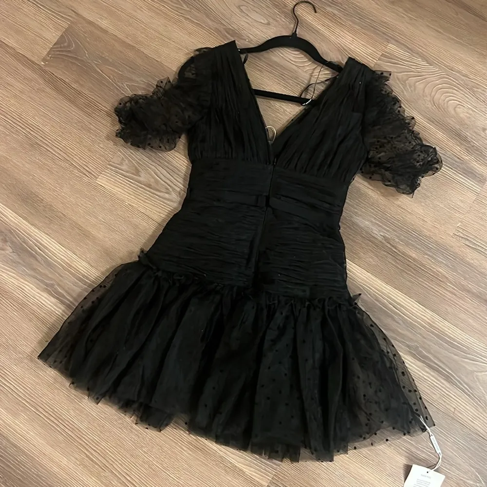 NWT Self Portrait Black Dot Mesh Mini Dress Size 2 - Image 12