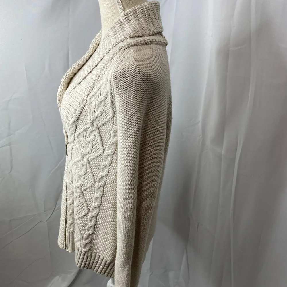 Eddie Bauer chunky knit sweater, shawl collar zipper front size Large - Image 11