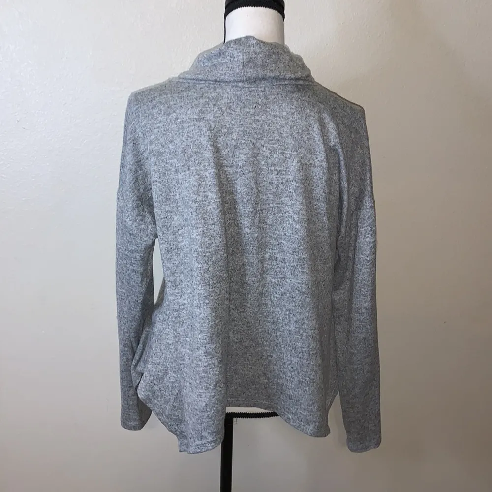 Purple Snow  cowl neck stretchy asymmetrical gray pullover sweater - Image 4