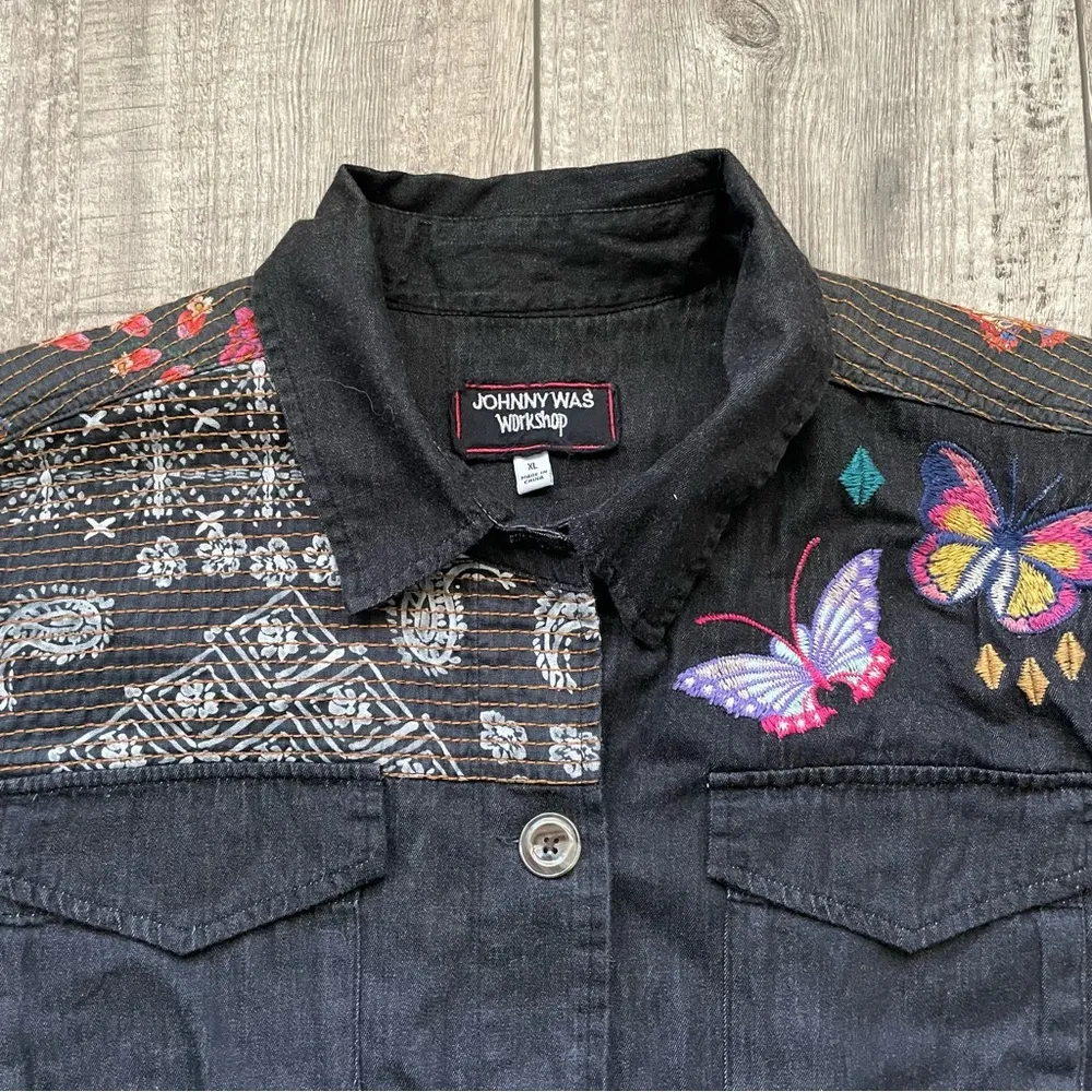 Johnny Was Workshop embroidered shacket with butterflies [H3R] - Image 6