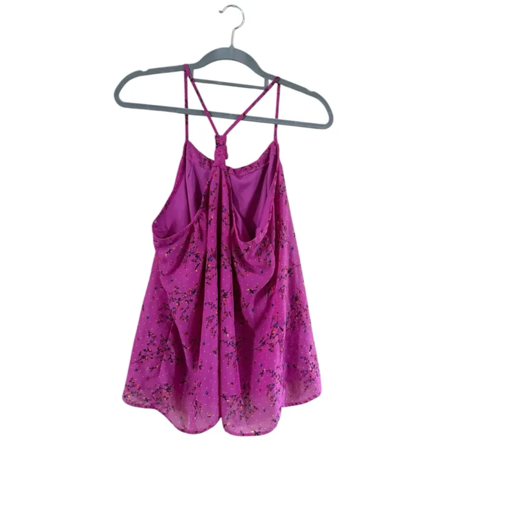 Women's Xhilaration Fuchsia Floral Ruffle Tank Top XL - Image 9