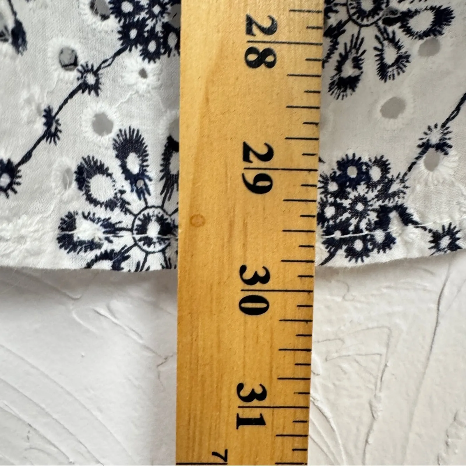 Valentina Naldi White Blue Floral Eyelet Cardigan Kimono Womens OS Beachy Boho Size L - Image 10