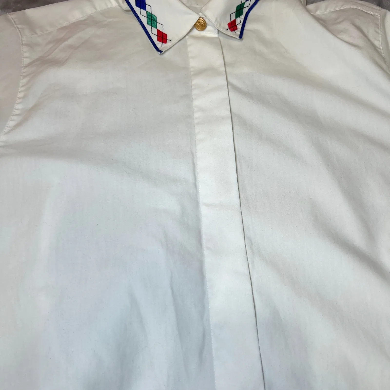 Pendleton Knockabouts Blouse Womens 12 White Argyle Collar Shirt Button Down - Image 12