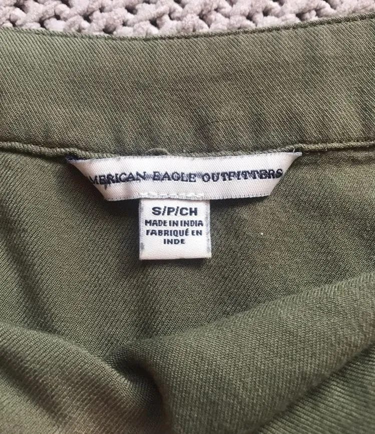 American Eagle Outfitters olive green tie front wrap skirt - Image 3