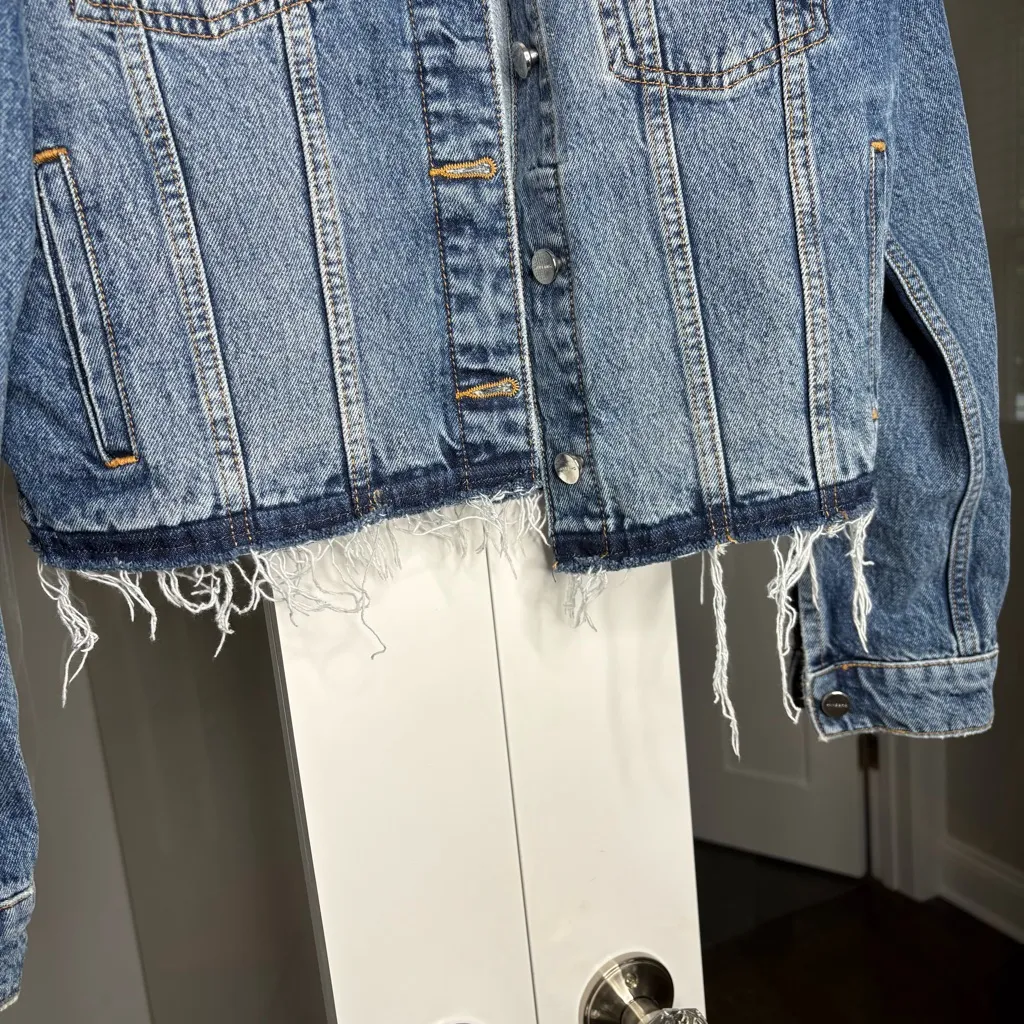 Anine Bing Jackie 1999 Denim Jean Jacket Dark Wash Blue - Image 4