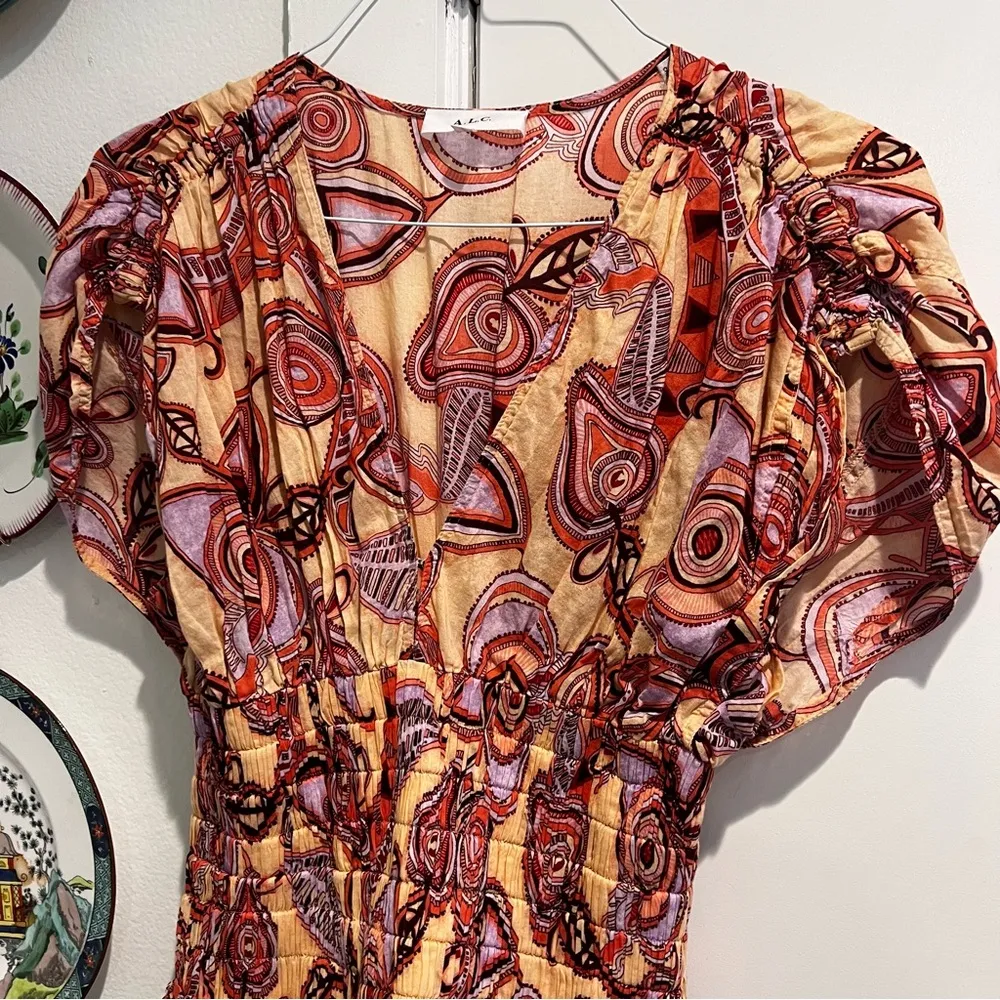 A.L.C. Luna Cotton Smocked Waist Dress Size 4 - Image 5