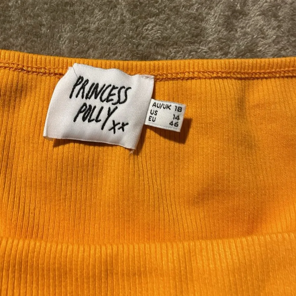 Princess Polly Crop Top Womens 14 Becca Long Sleeve Orange Ribbed Underwire - Image 4