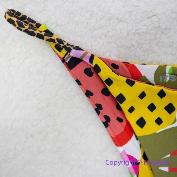 NEW It’s now cool String Bikini Bottom cheeky thong in Tropicool, size M Green Size M - Image 9