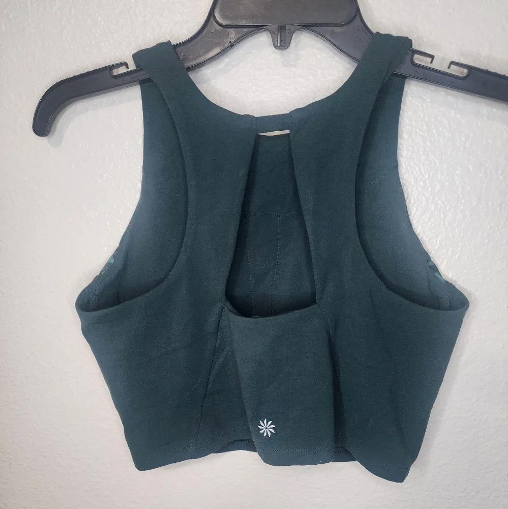 Athleta Conscious Crop Tank Top Sports Bra Green Size M - Image 2