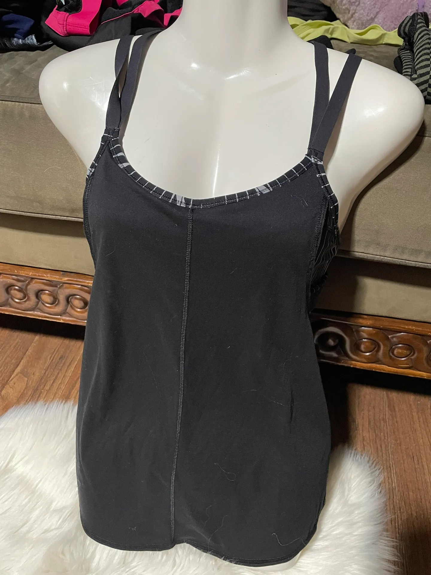 Waves Stealth Support Top - size XS - Black -Black Gray stripe bra - Image 9