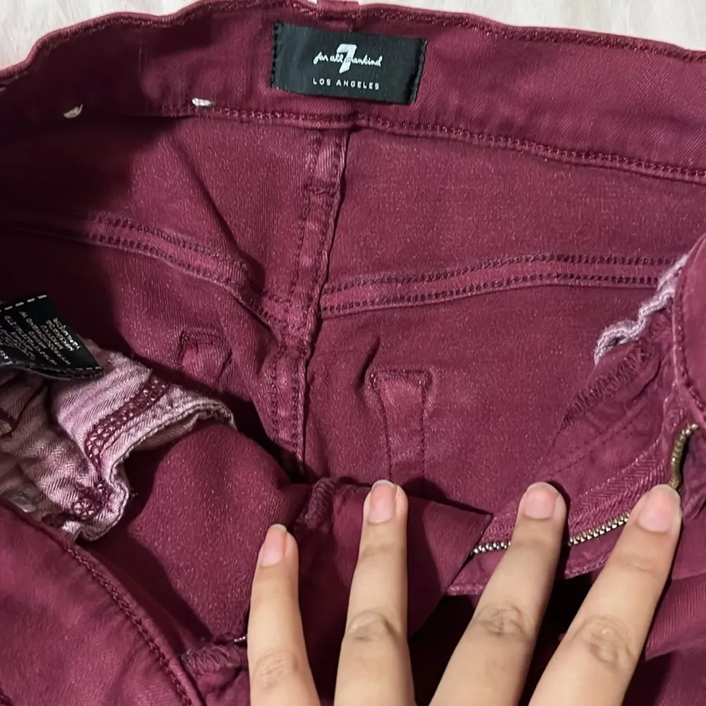 7 For All Mankind High Waist Ankle Red Skinny Jeans - Image 3