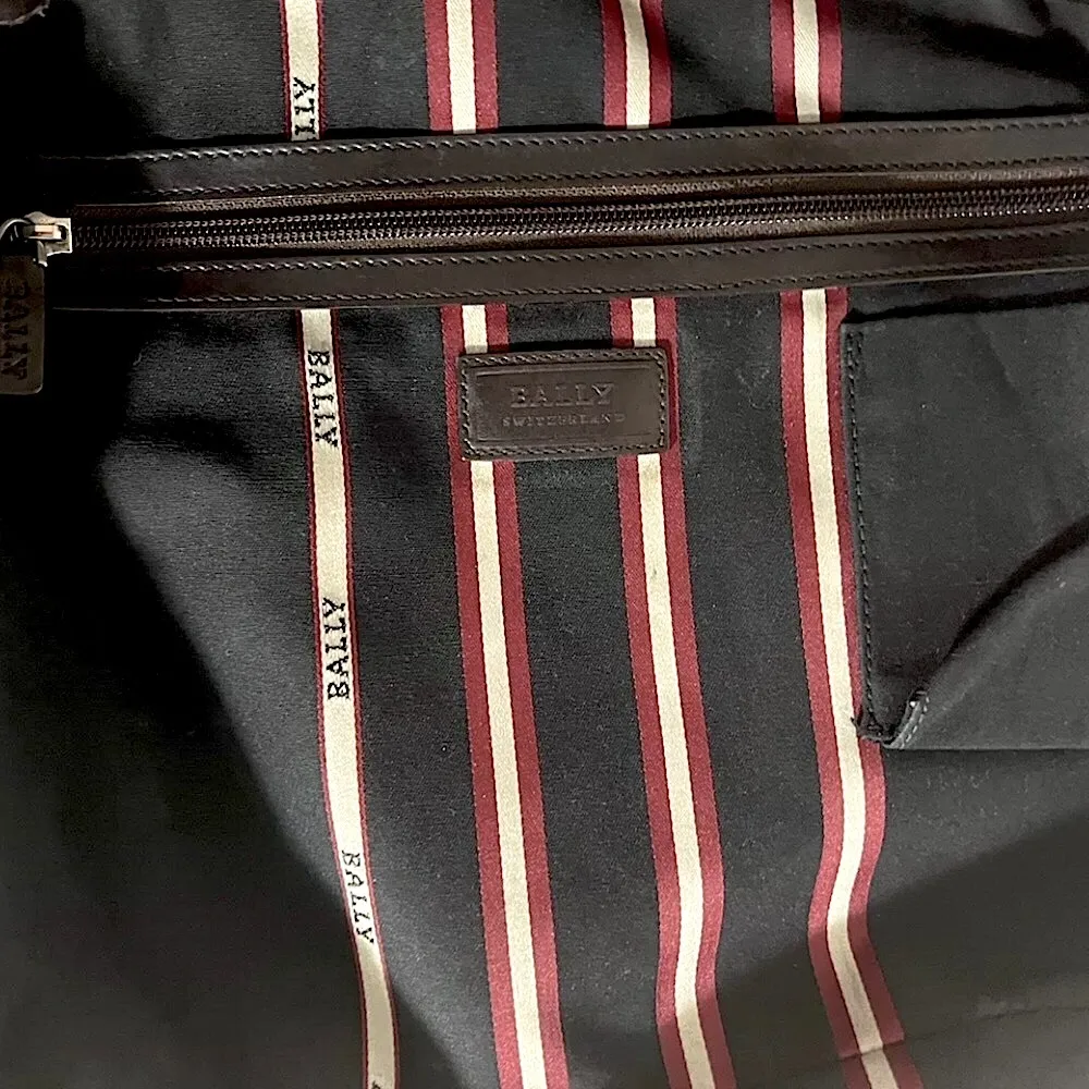 BALLY Brown Calfskin Tote Bag w Stripe Crossbody Strap Interior Zip Pocket MINT - Image 8