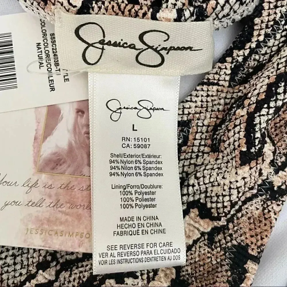 JESSICA SIMPSON, Snake Charmer Midster Bottom Large Neutral Bikini Bottoms - Image 7