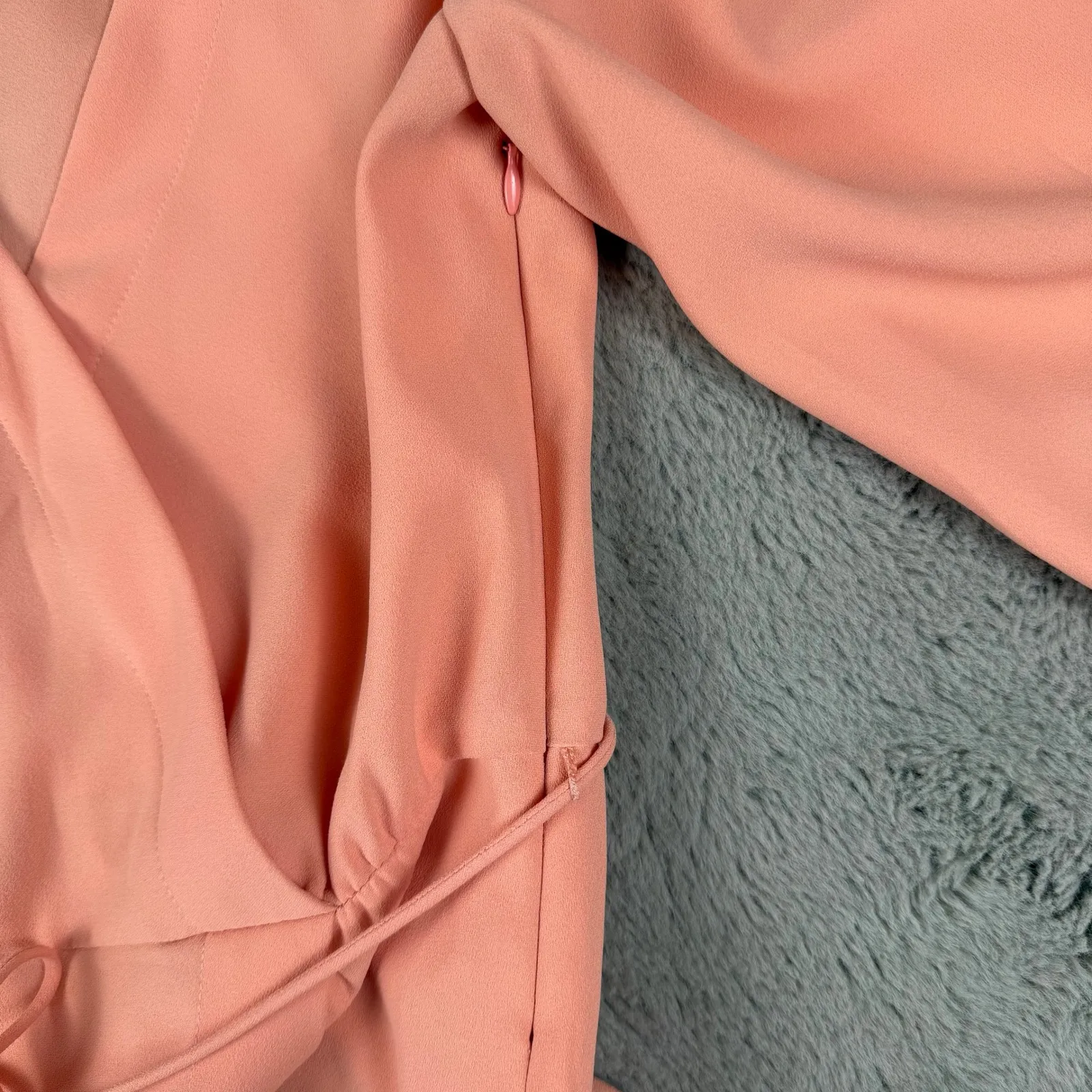 J. Crew Wrap Blouse Tie Waist Long Sleeve‎ Peach Top Size 0P - Image 10