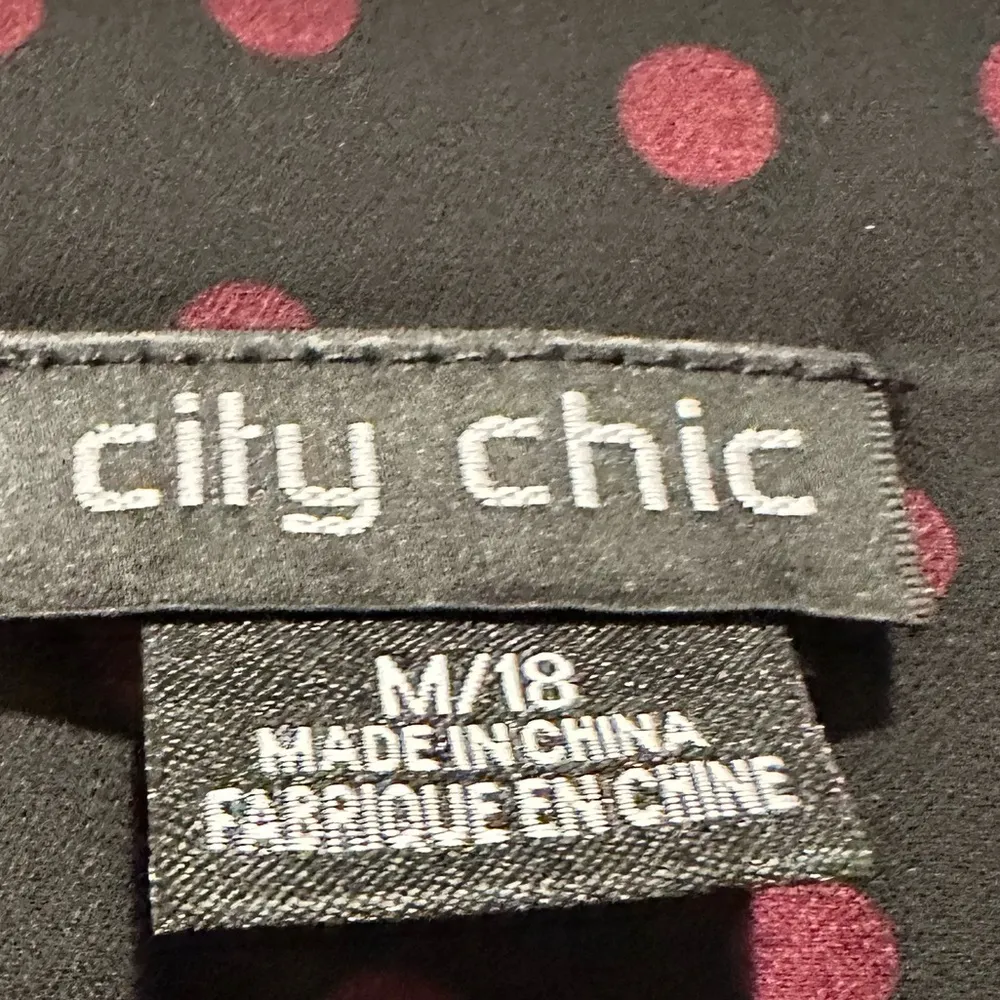 CITY CHIC POLKA DOT BLACK BURGUNDY KIMONO SLEEVE CRISS CROSS TUNIC TOP 18 - Image 6