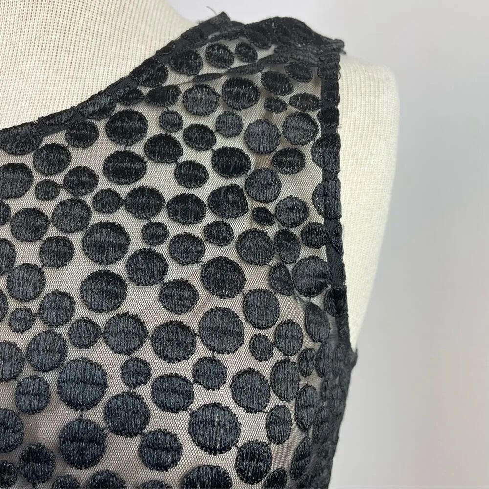 Plenty Tracy Reese Anthropologie Black Embroidered Sheer Dot Cocktail Dress 6 - Image 6