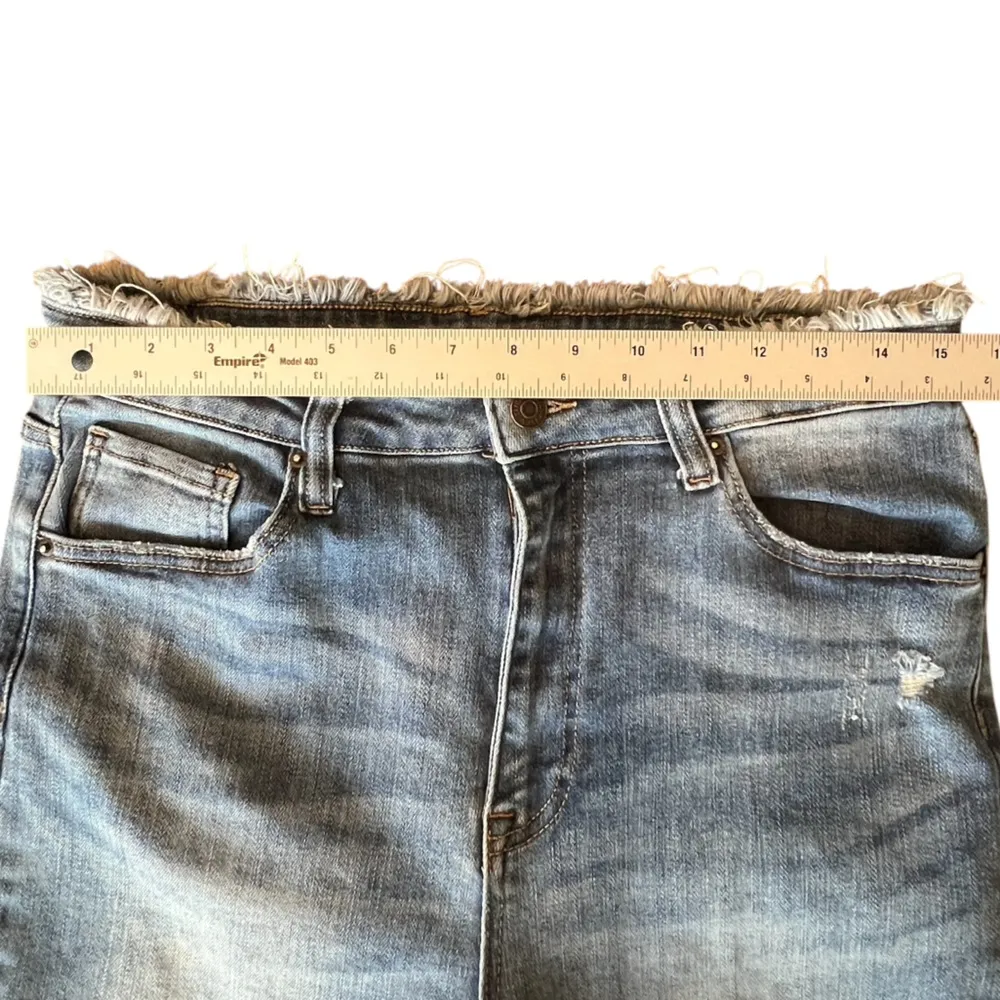 Risen 1262 frayed raw edge waist hemline slight distress skinny jeans 13/31 - Image 11