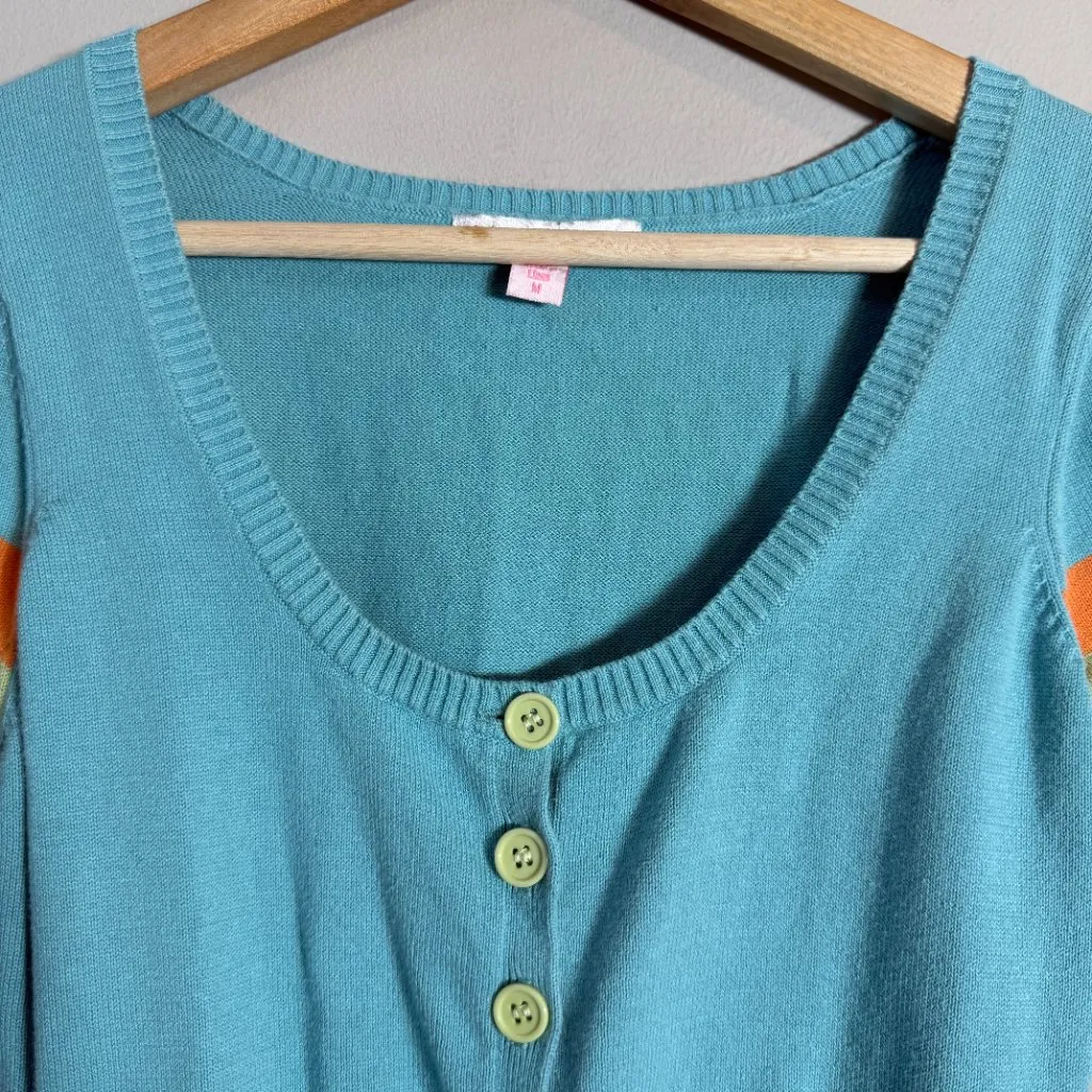 Vintage Betsey Johnson Short Sleeve Cardigan Sweater Womens Medium Blue 90s Rare - Image 4