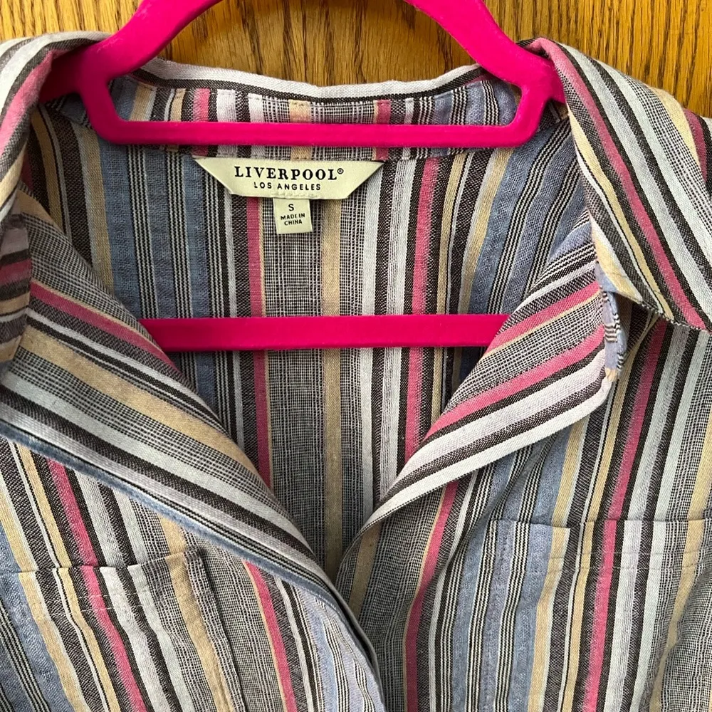 Liverpool Rainbow Multicolor Striped Button Up Long Sleeve Shirt Pockets Small - Image 5