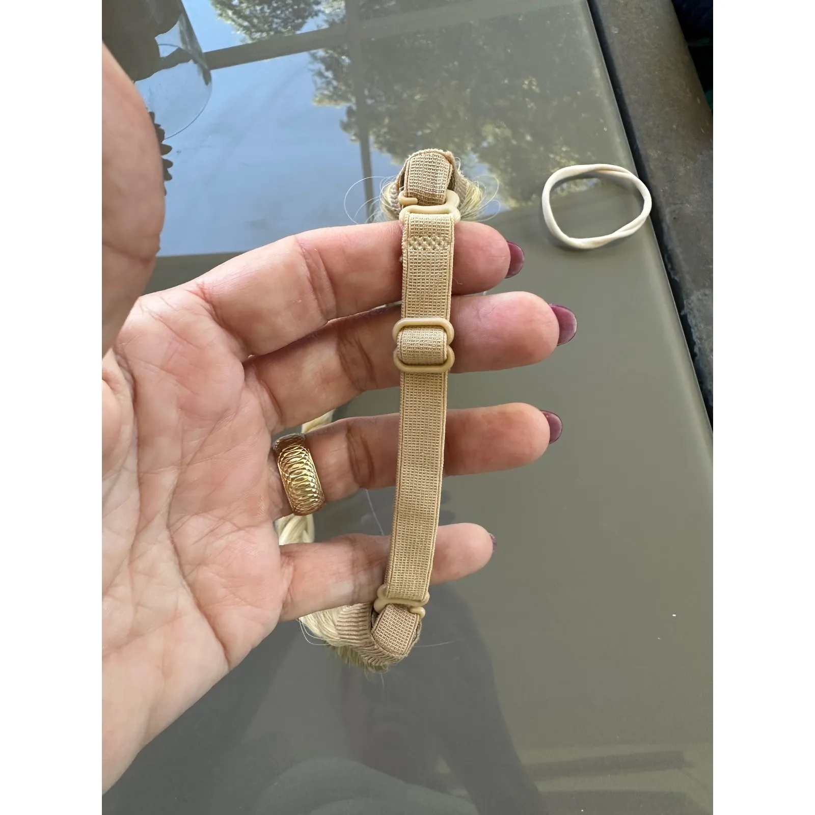 Blonde‎ Braided Hair Headband Adjustable Braid Wig Band Women's Fashion EUC Tan - Image 3