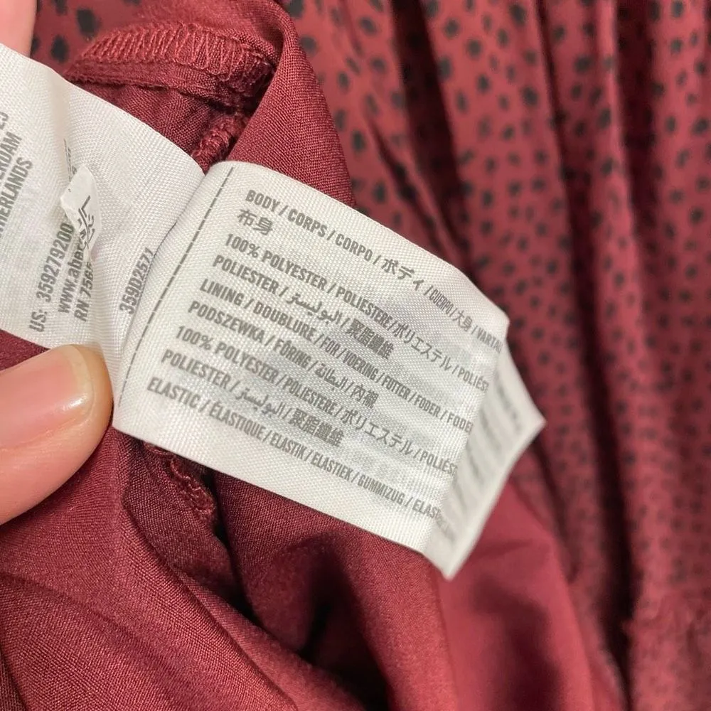 maroon red long sleeve patterned maxi dress, NWT, XS - Image 9