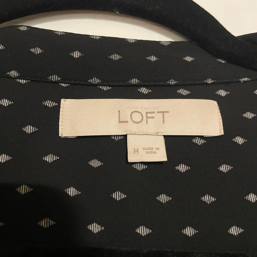 Loft  Black and White Patterned Blouse - Image 3