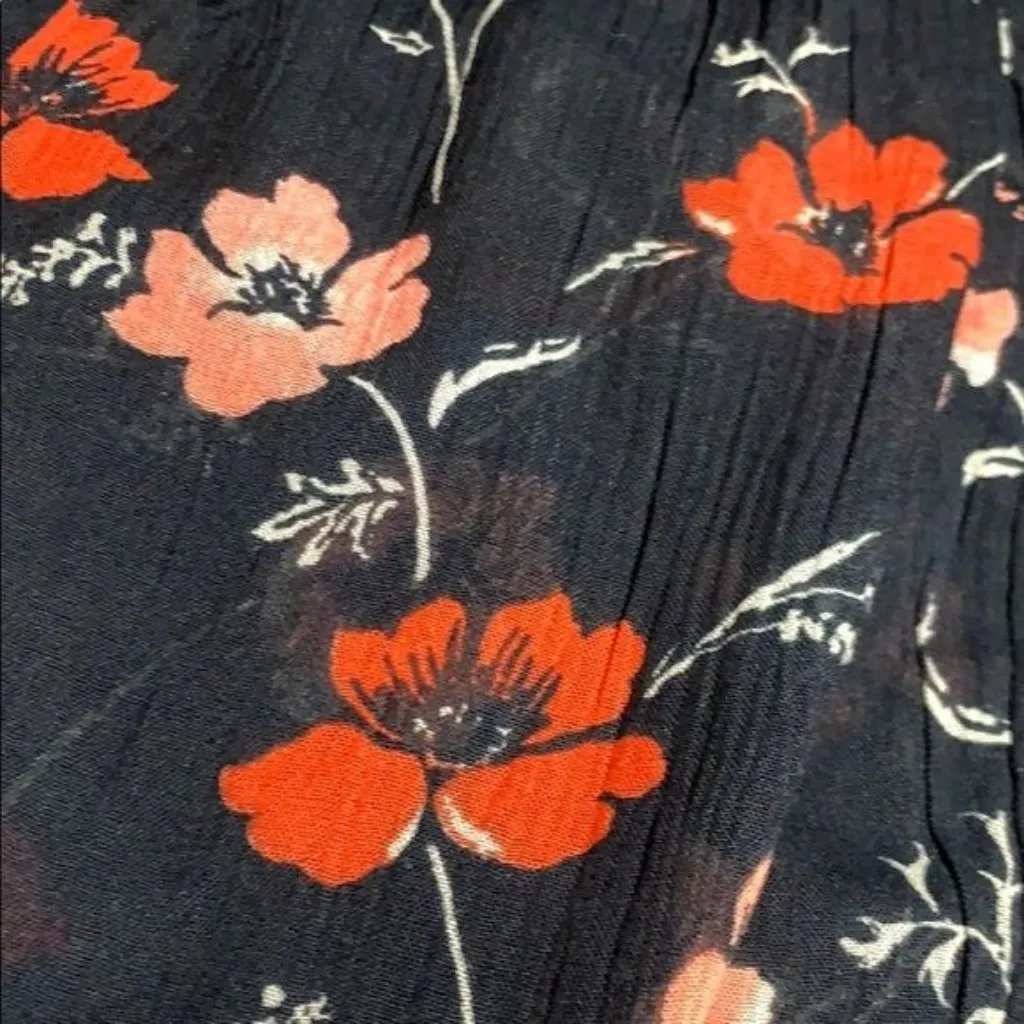 Urban Outfitters Out From Under Black Floral Pant Size XS Culotte Elastic Waist - Image 3