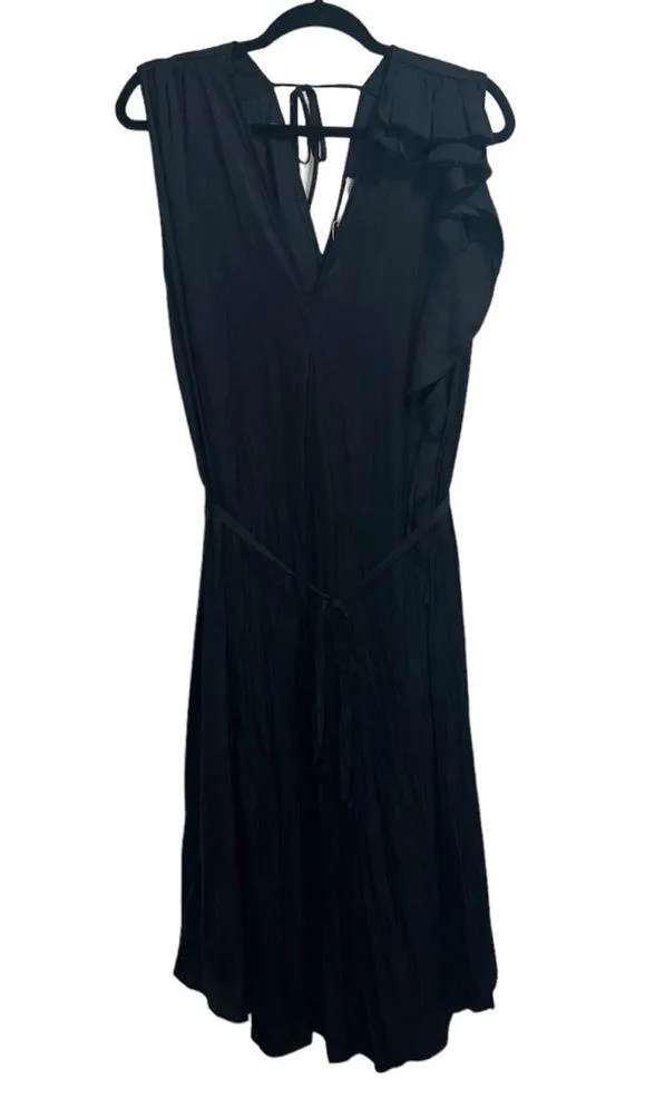 NEW NWT  Kaisley Ruffle Belted Midi Dress Black - Image 4