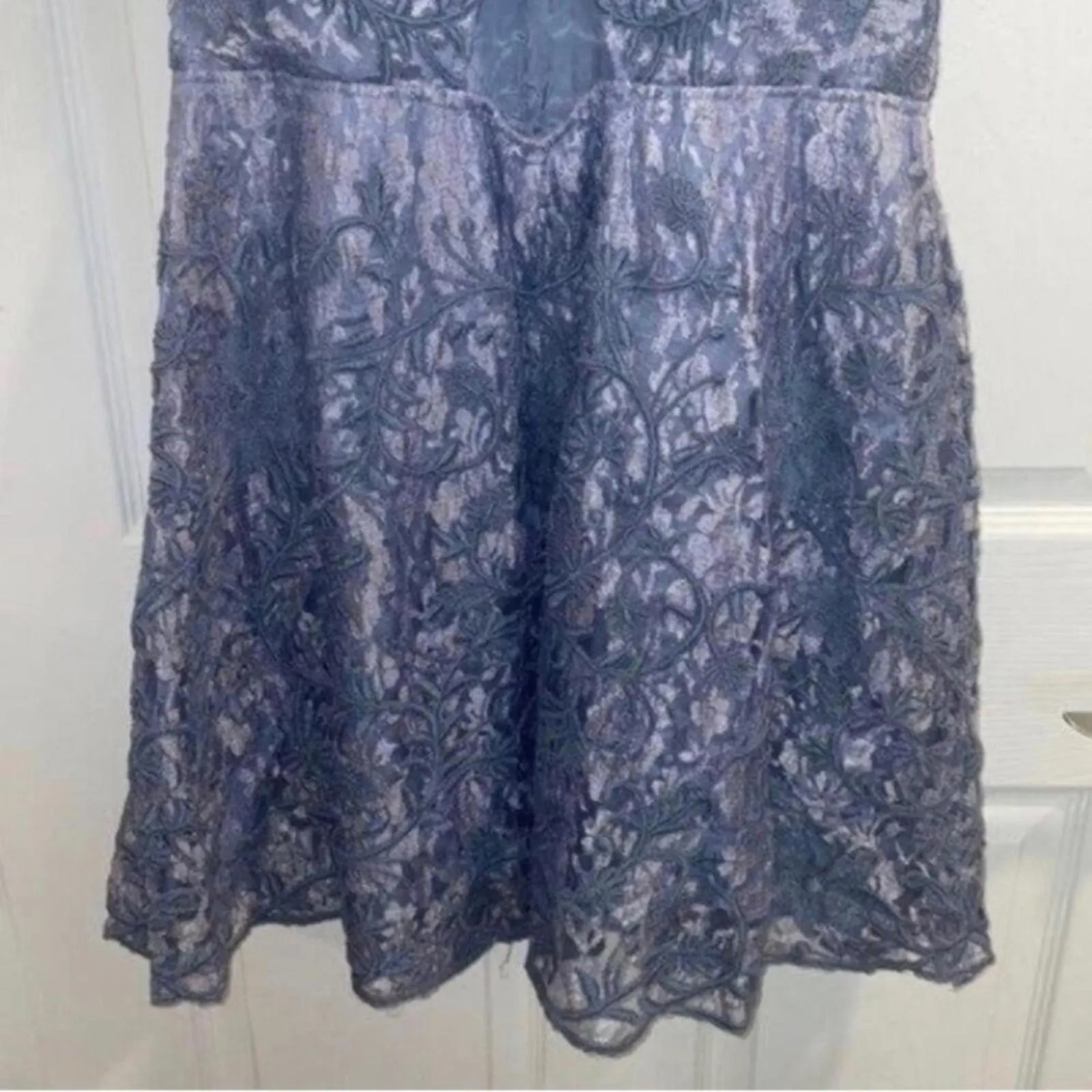 ✅Yoana Baraschi Blue Floral Lace Cut Out Back Cocktail Party Tea Dress - Image 6