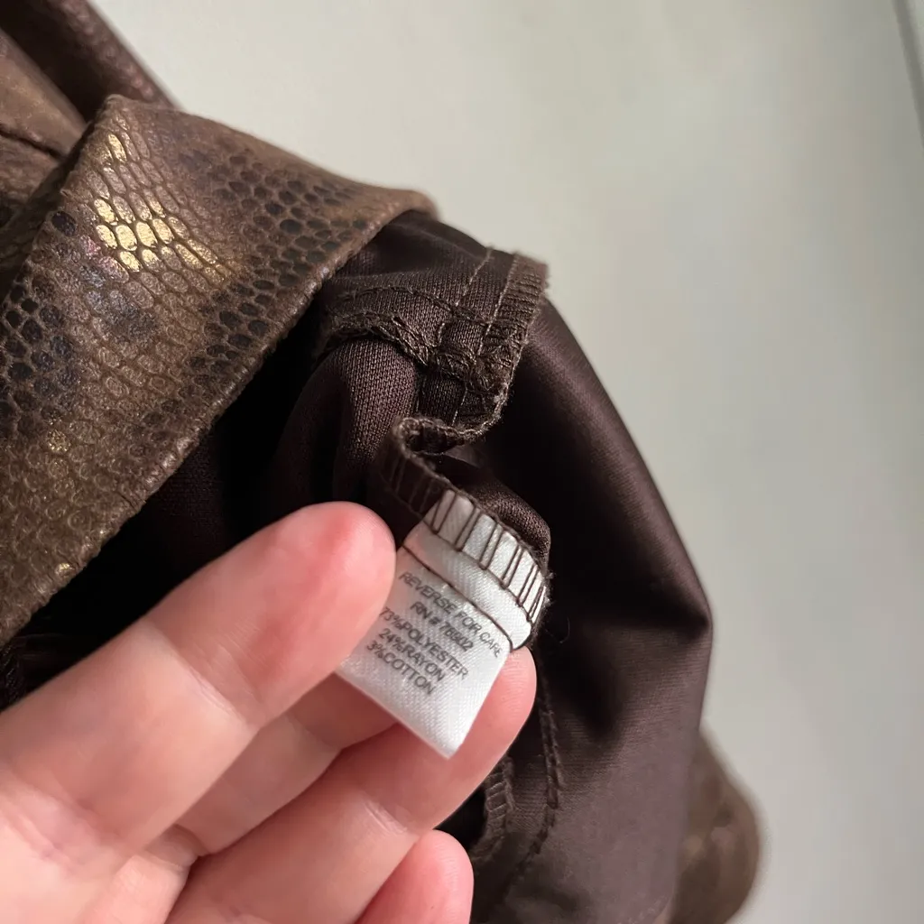 Toni Morgan Brown Faux Snakeskin Jacket L Shimmer Stretch Blazer western chic Size L - Image 5