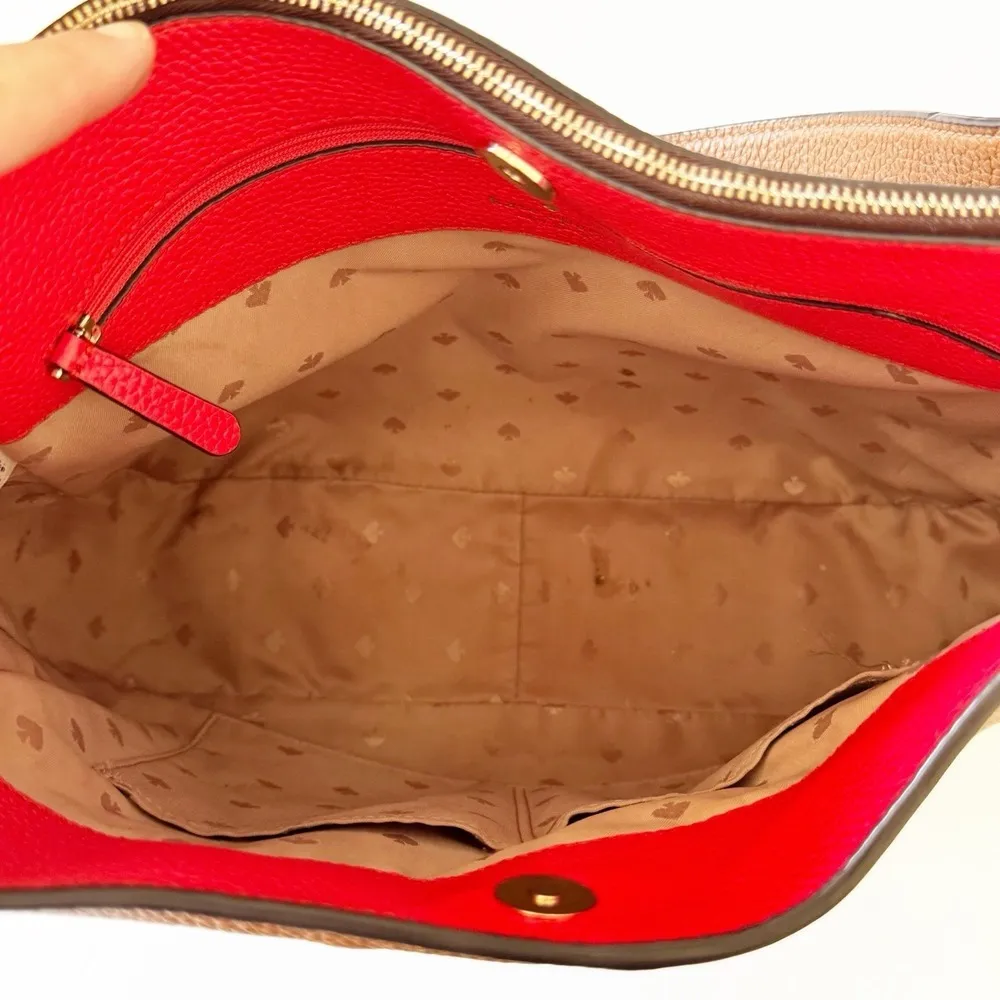 Kate Spade 'Kailee' Brown Pebbled  Leather Shoulder Bag Hobo Double Compartment - Image 3