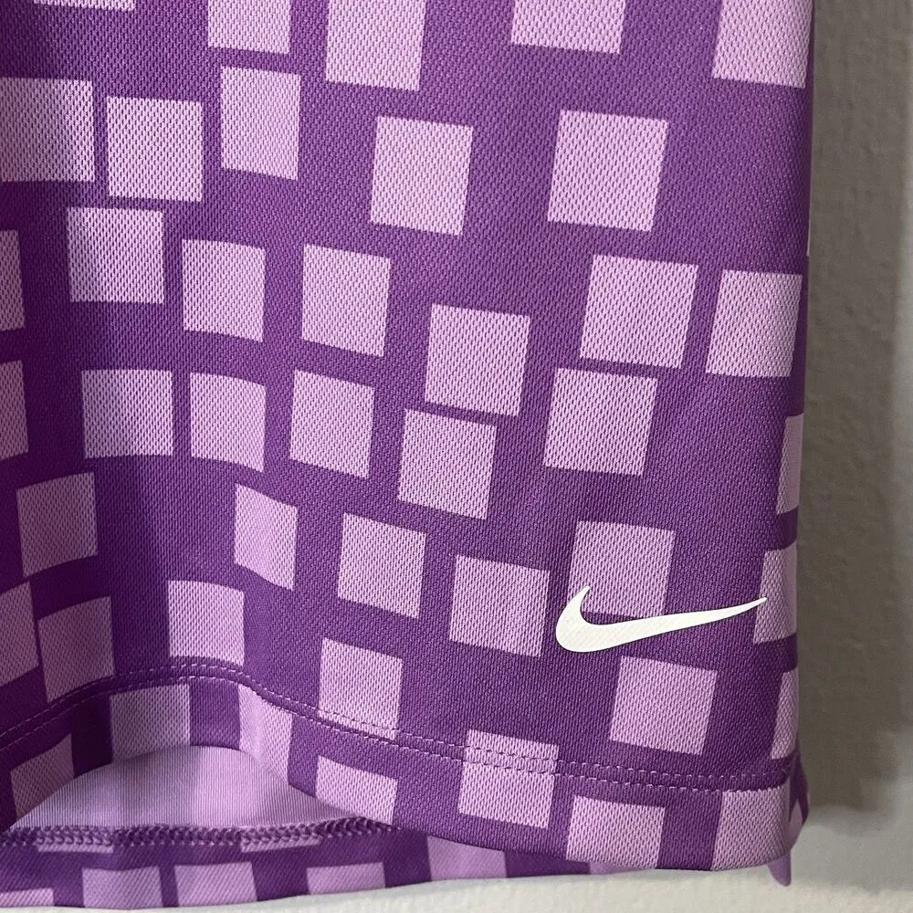 NIKE Women's Dri-FIT Grid Print Sleeveless Golf Shirt Medium Purple NEW Active - Image 8