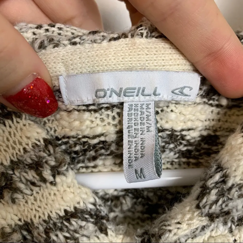 O'Neill Cream & Gray Striped Margery Sweater Hoodie - Image 3