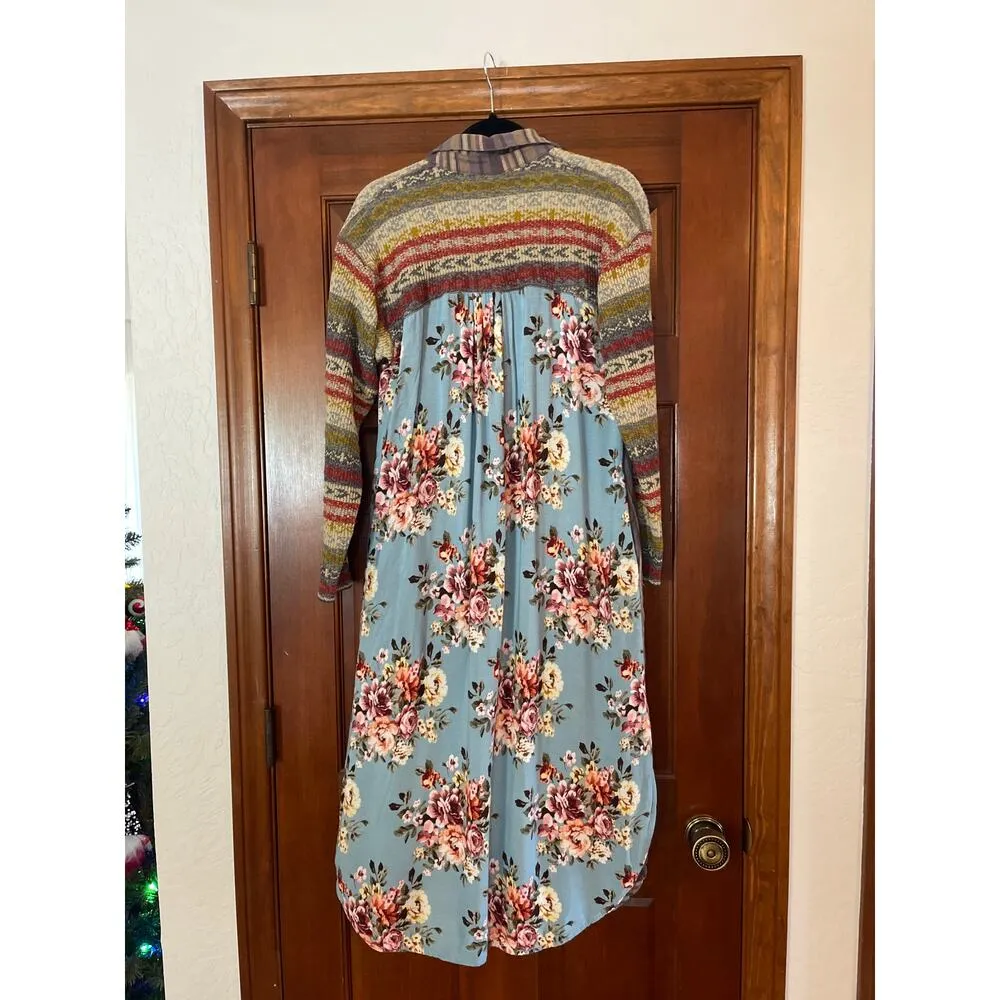 Anthropologie Aratta Silent Journey mixed media long shirt dress small - Image 3