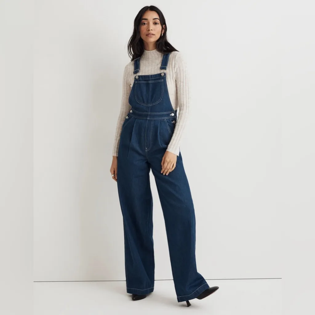 Madewell Superwide Leg Denim Overalls in Warham Wash 4 NEW - Image 2