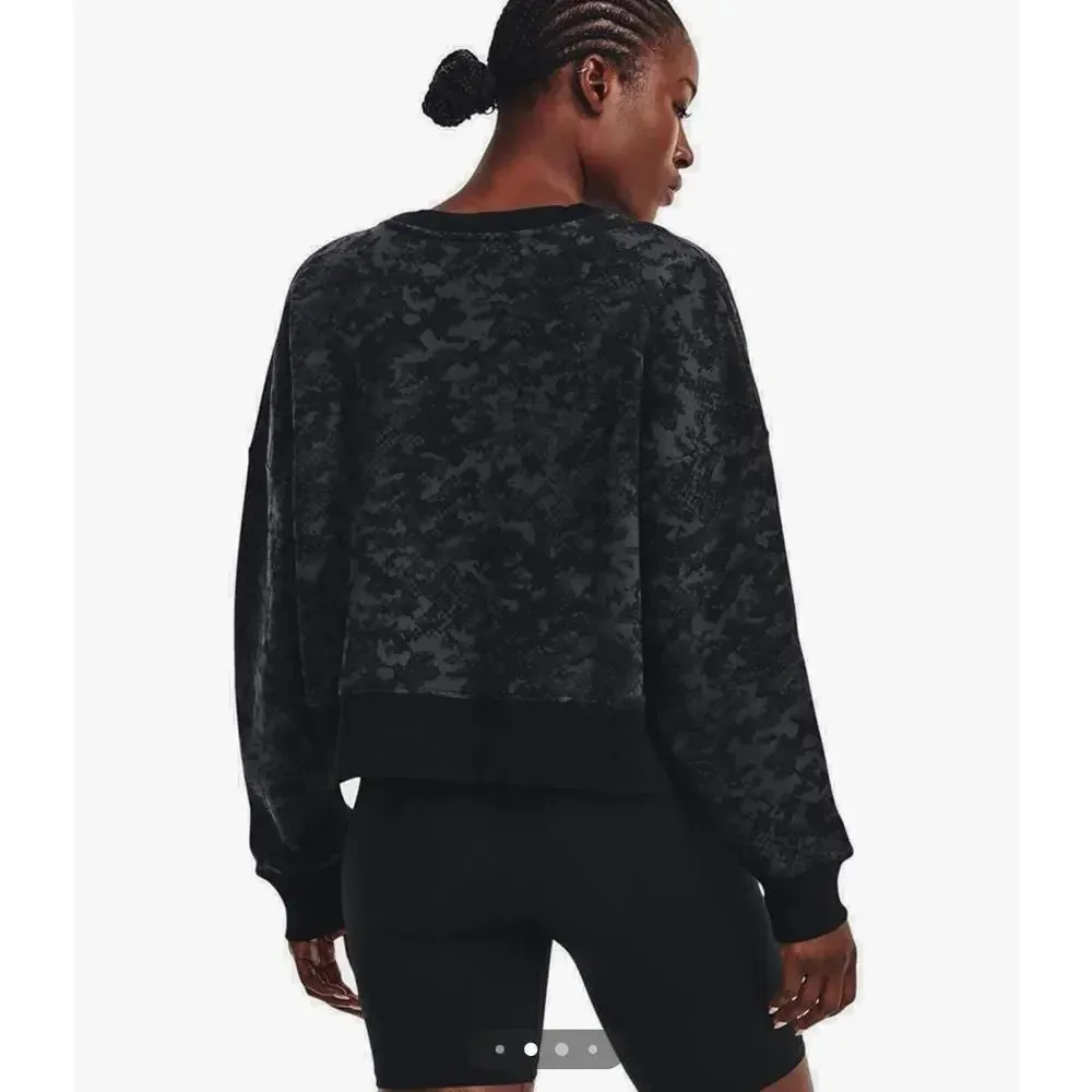NWT Under Armour‎ Women's XL Black Camo Crewneck Fleece Loose Fitting Sweatshirt - Image 2